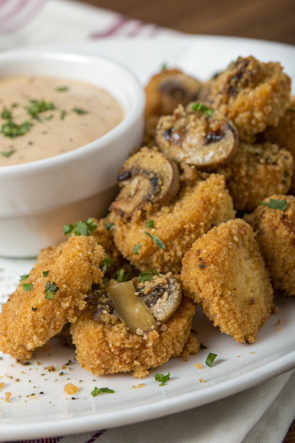Crispy Fried Mushrooms with Cool Ranch Dip