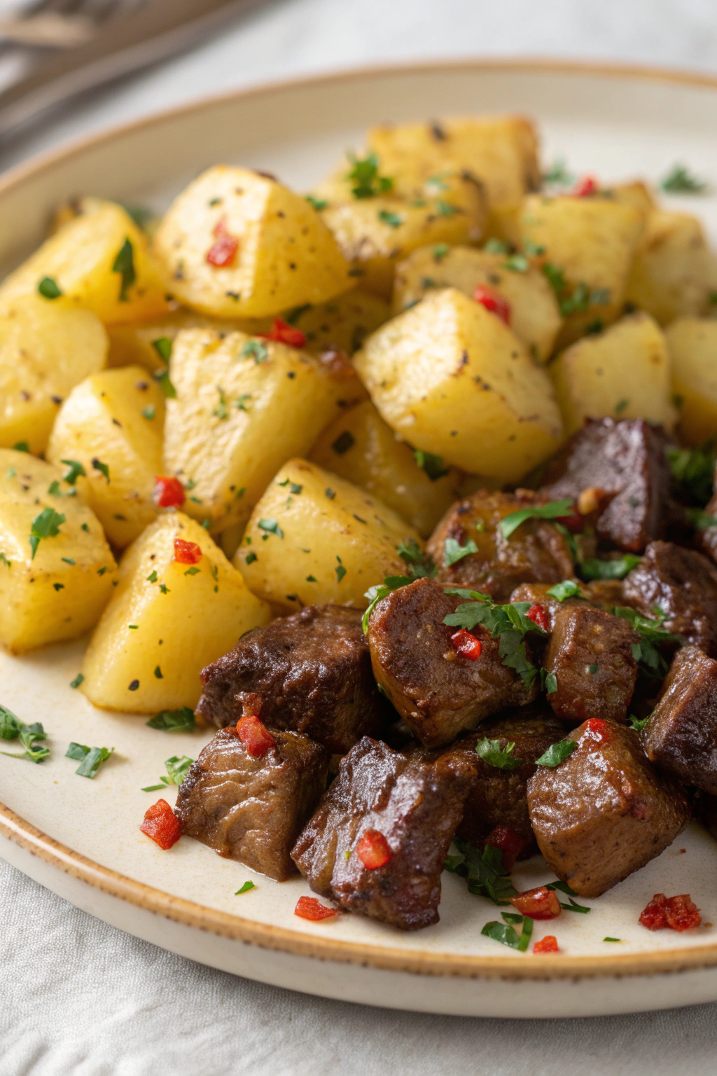 Garlic Butter Steak Bites & Potatoes Recipe