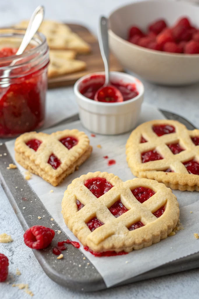 Raspberry Chia Jam Heart-Shaped Linzer Cookies Recipe