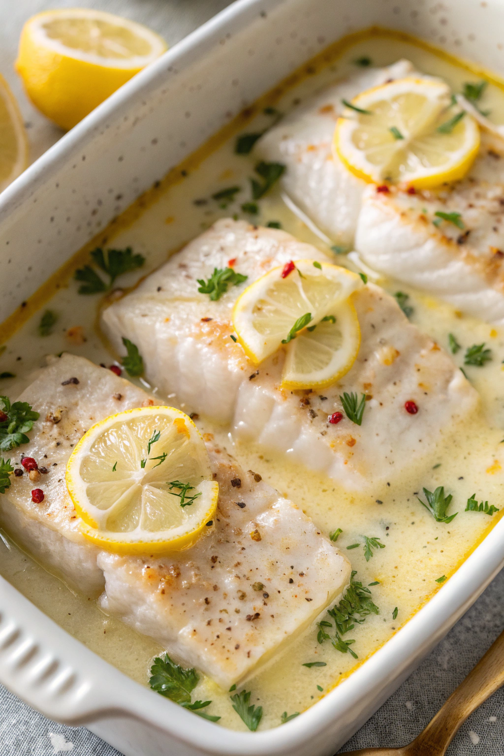 Baked Cod in Coconut Lemon Cream Sauce