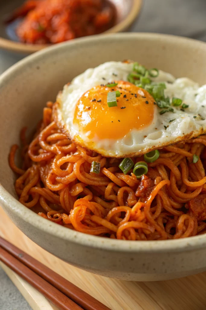 Korean Spicy Ramen Noodles with Cheese