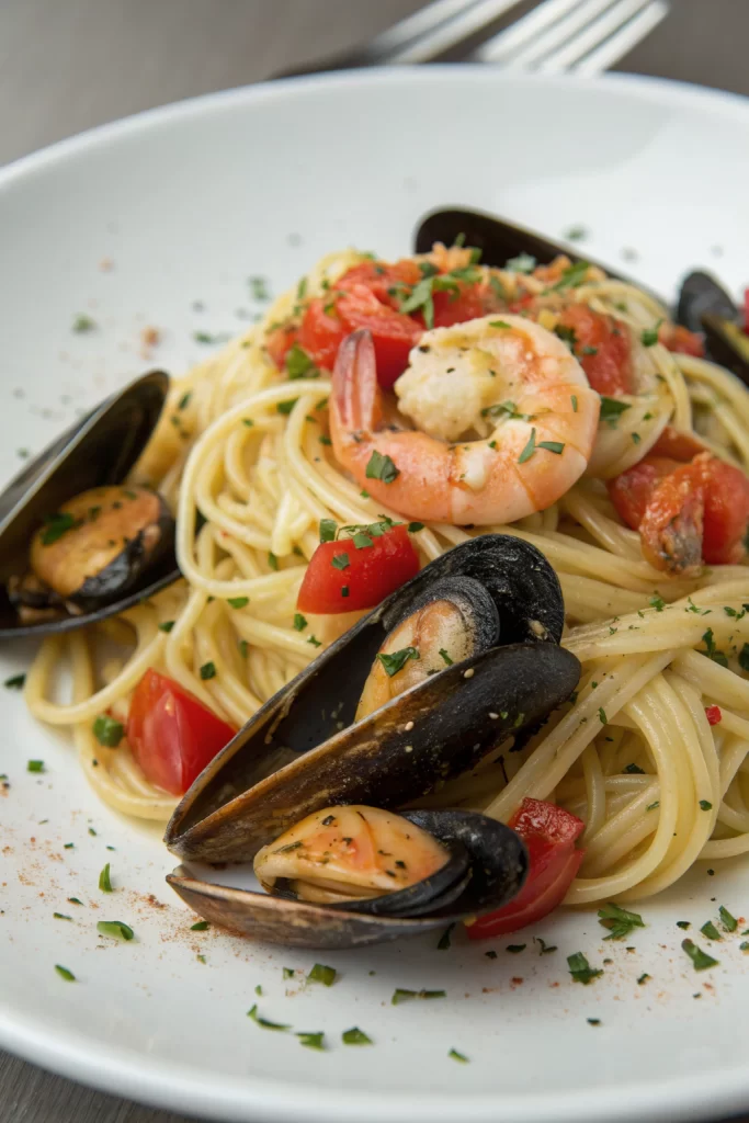 Seafood Pasta with Linguine Shrimp Mussels