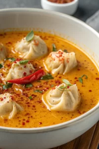 Tasty Coconut Curry Soup With Dumplings