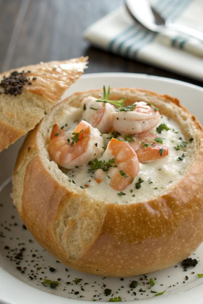 Tasty Stuffed Seafood Bread Bowls Recipe