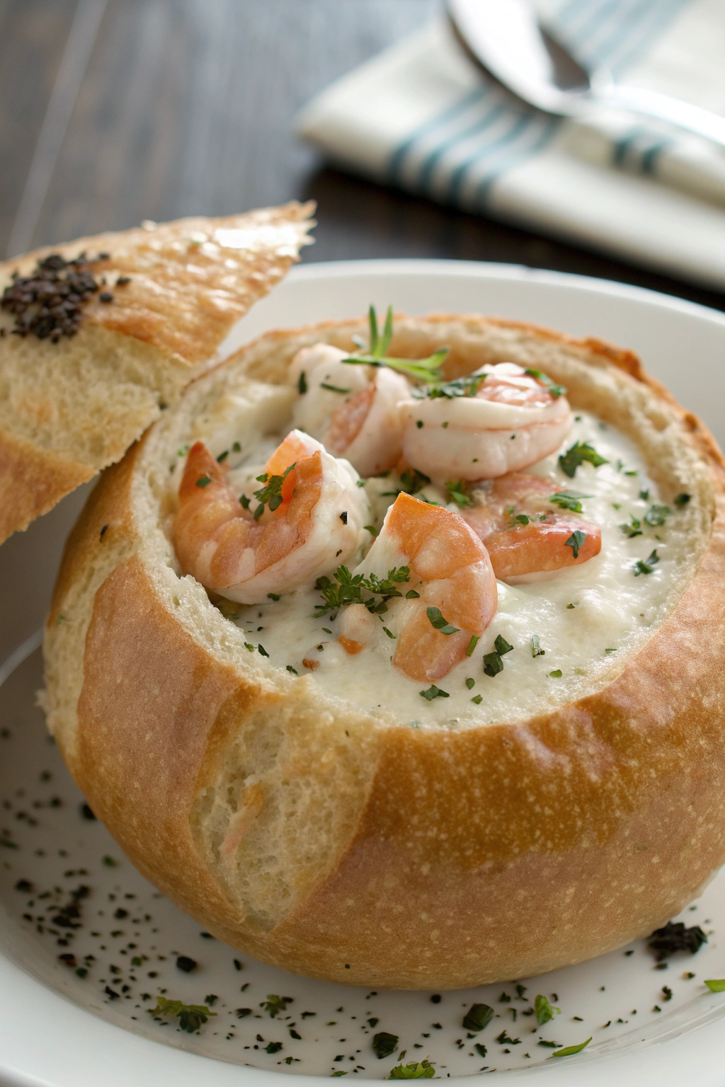 Tasty Stuffed Seafood Bread Bowls Recipe