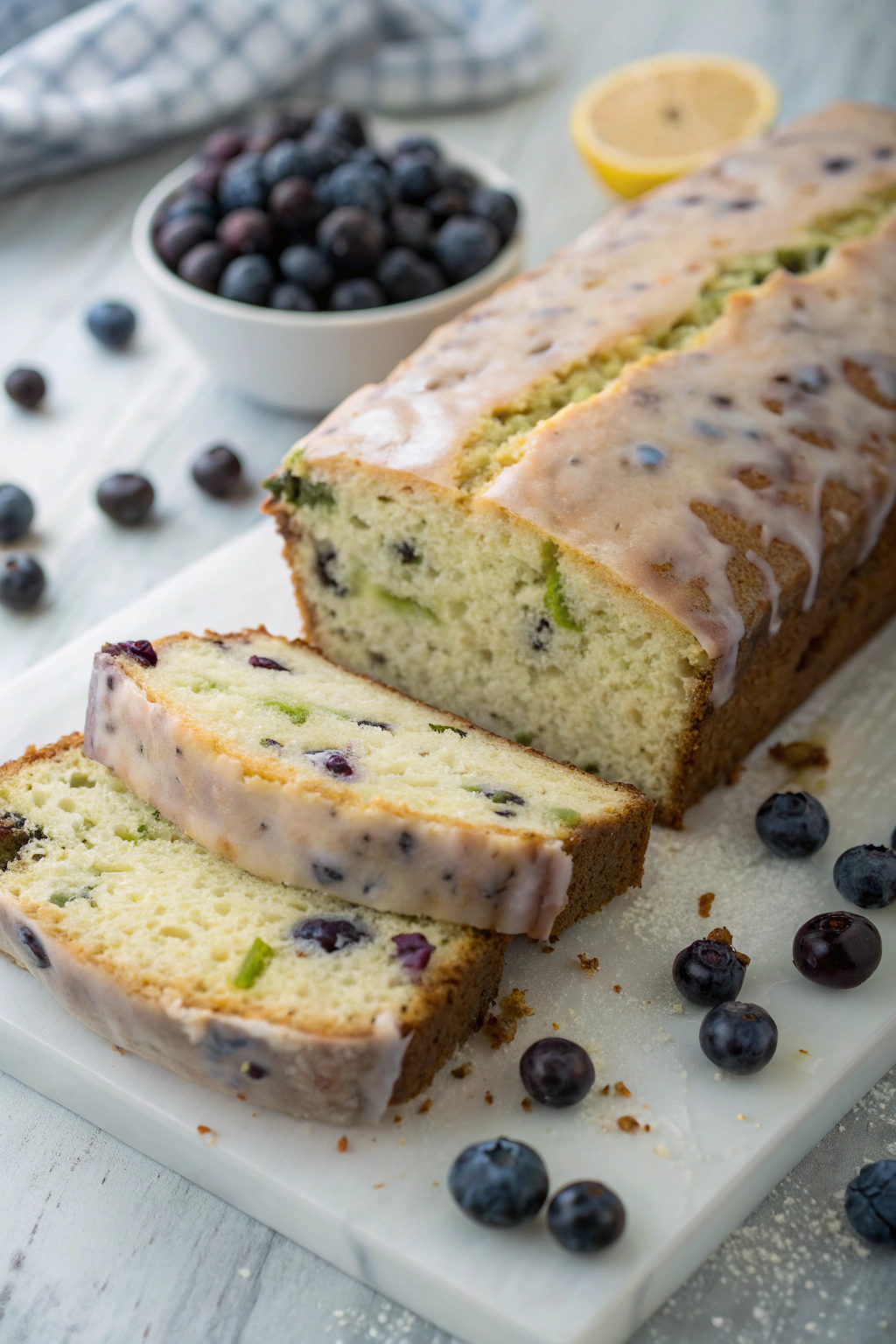 Blueberry Zucchini Bread With Lemon Glaze