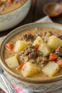 Crockpot Creamy Potato & Hamburger Soup Recipe