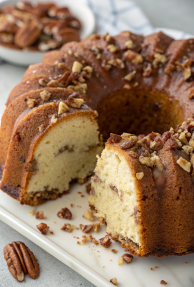 Glazed Bourbon Pecan Pound Cake Recipe