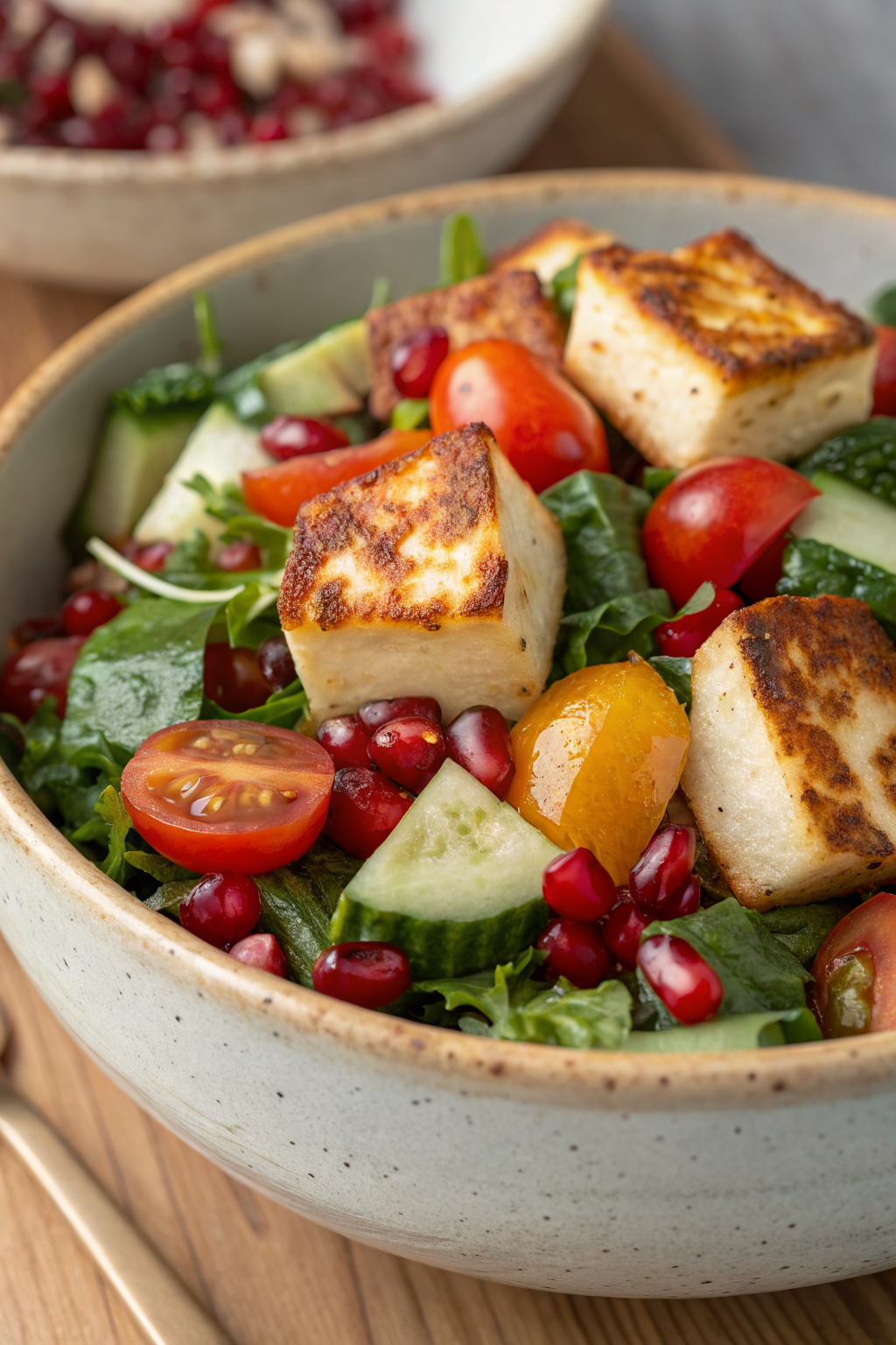 Fresh Halloumi and Pomegranate Salad