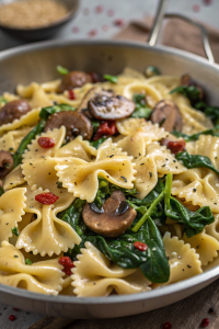 Parmesan Spinach Mushroom Pasta Skillet Recipe