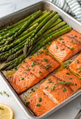 Sheetpan Salmon and Potatoes With Veggies