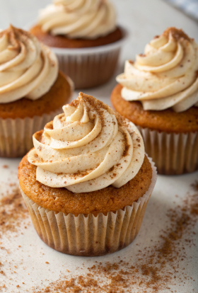 Chai Latte Cupcakes with Caramel Brûlée Frosting
