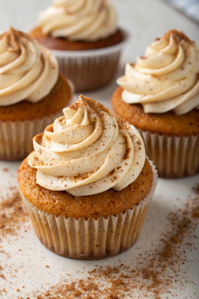 Chai Latte Cupcakes with Caramel Brûlée Frosting