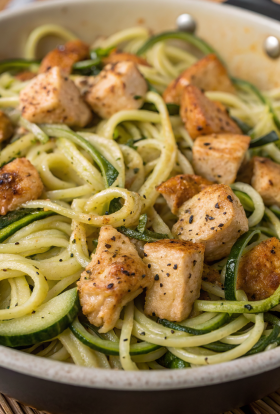 Garlic Chicken Zucchini Noodles Stir Fry Recipe