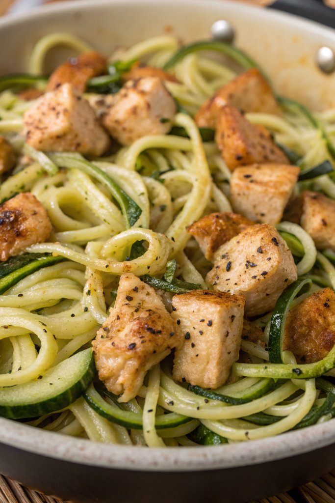 Garlic Chicken Zucchini Noodles Stir Fry Recipe