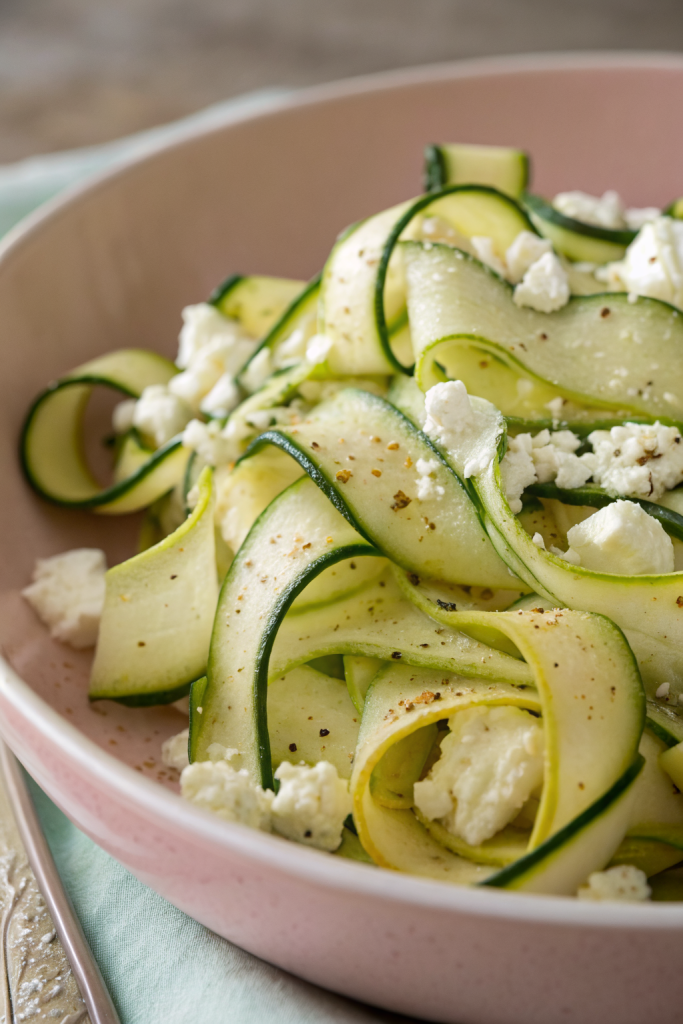 Italian Shaved Zucchini Salad with Feta