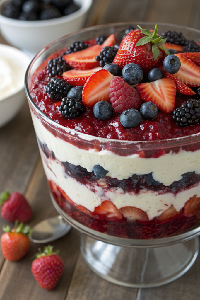 Mixed Berry Trifle With Raspberry Jelly