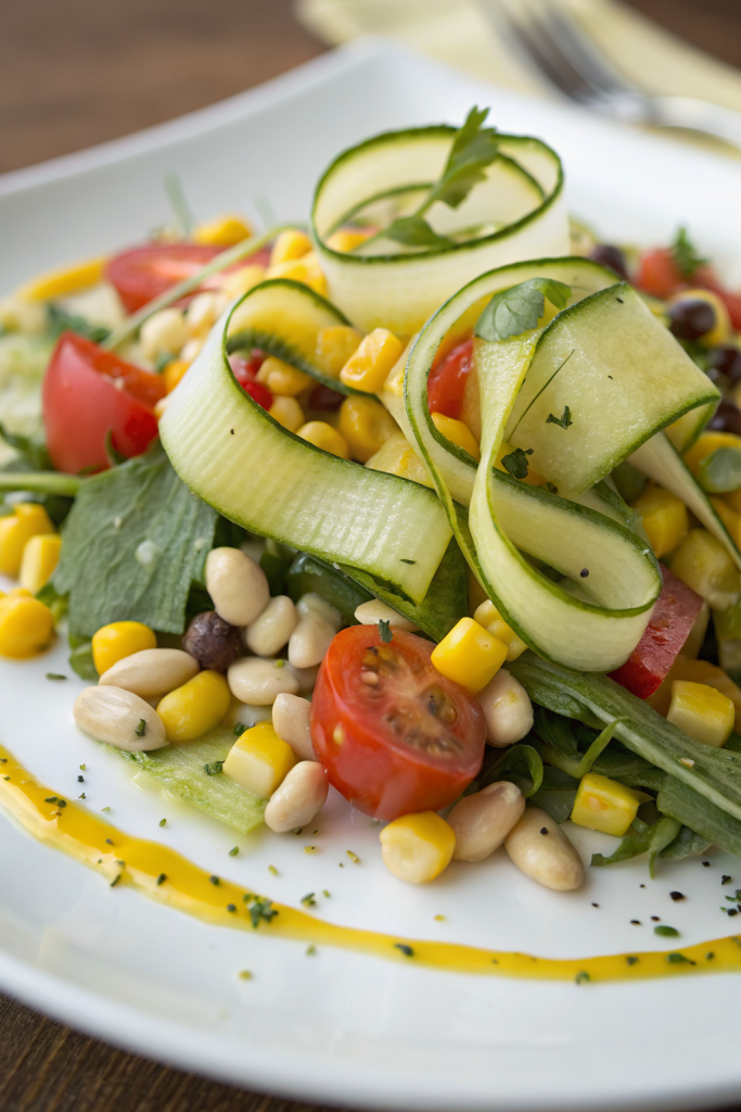 Roasted Zucchini Corn Salad with Green Goddess Dressing