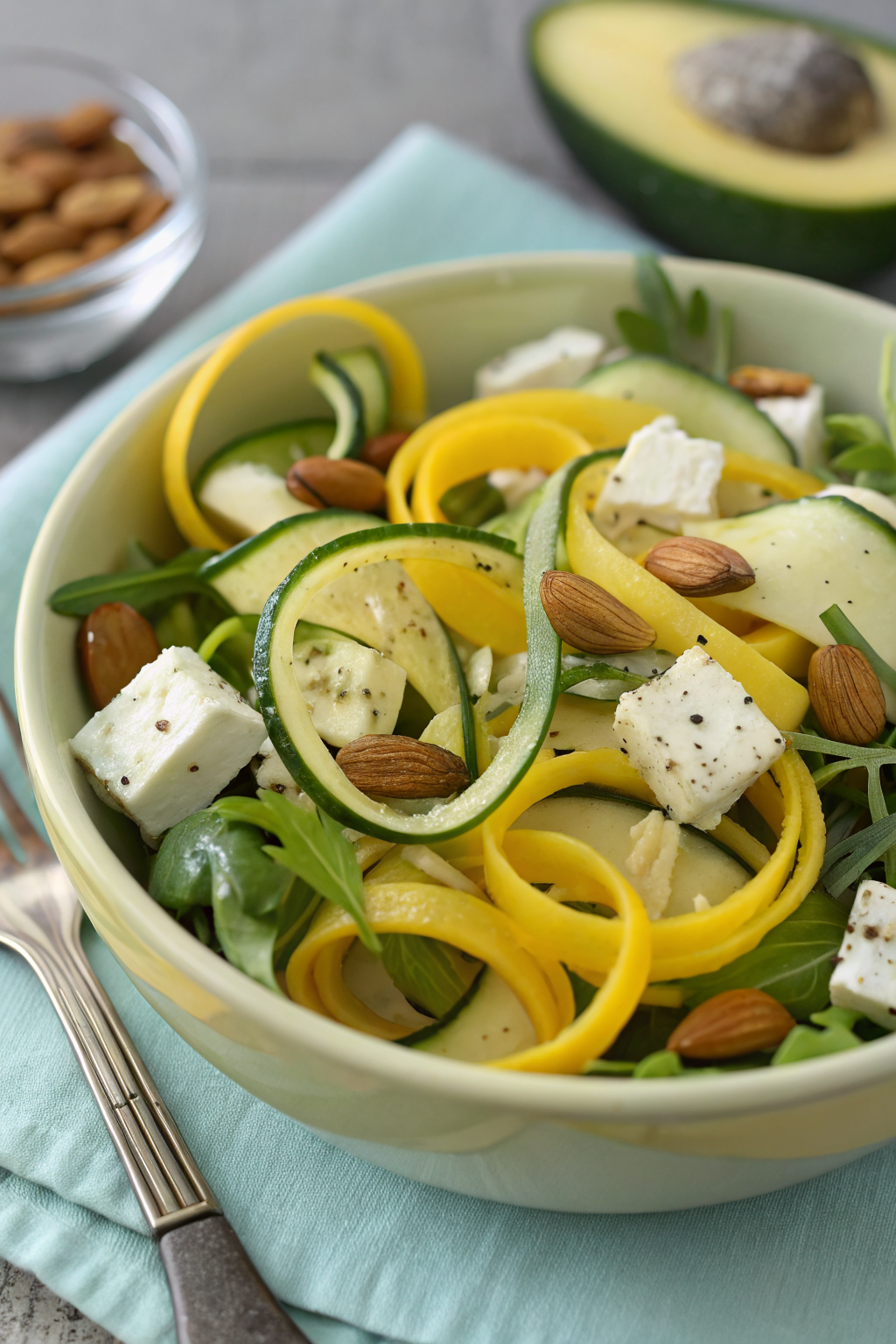 Shaved Zucchini Salad with Plums Herbs Almonds