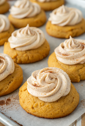 Soft Pumpkin Cookies with Cinnamon Frosting