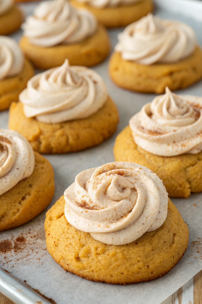 Soft Pumpkin Cookies with Cinnamon Frosting