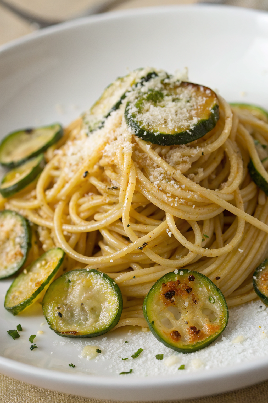 Spaghetti with Fried Zucchini Recipe