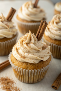 Vanilla Chai Pumpkin Latte Cupcakes with Cinnamon