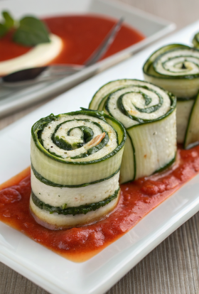 Zucchini Lasagna Roll-Ups With Spinach and Cheese