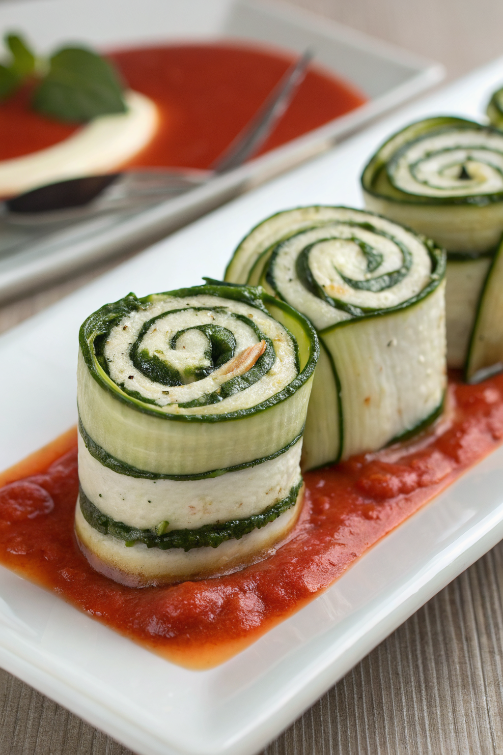 Zucchini Lasagna Roll-Ups With Spinach and Cheese