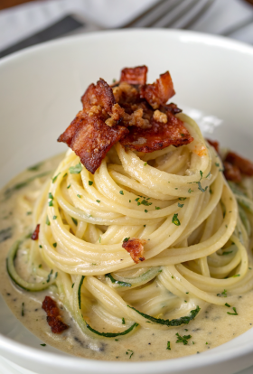 Zucchini Noodle Pasta Carbonara Recipe