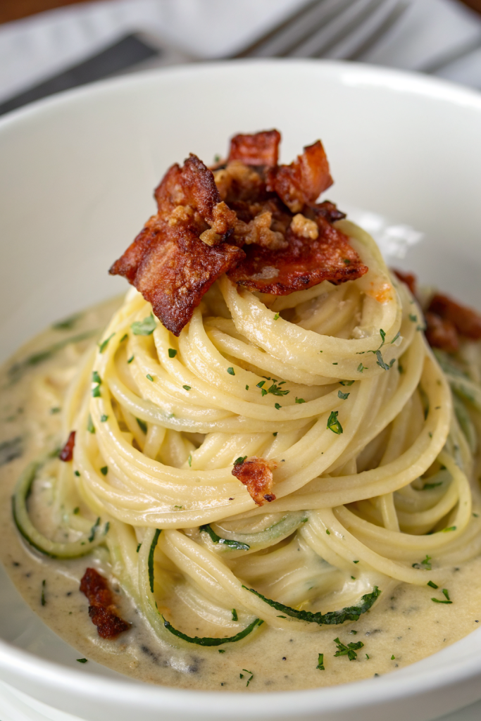 Zucchini Noodle Pasta Carbonara Recipe
