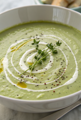 Zucchini Soup with Yogurt Lemon and Dill