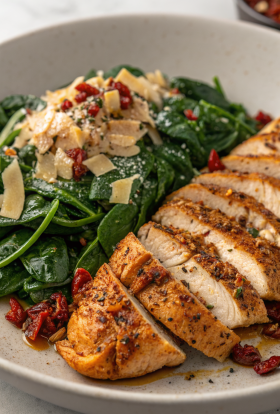 Asado Chicken Breasts with Sautéed Garlic Spinach