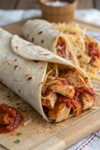Baked Chicken Burritos with Cheesy Green Chili Sauce