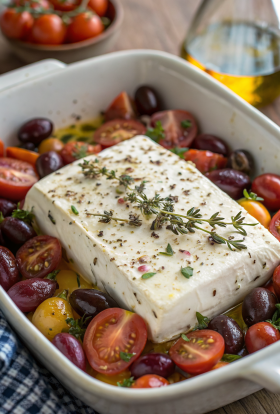 Baked Feta with Tomatoes and Olives Recipe