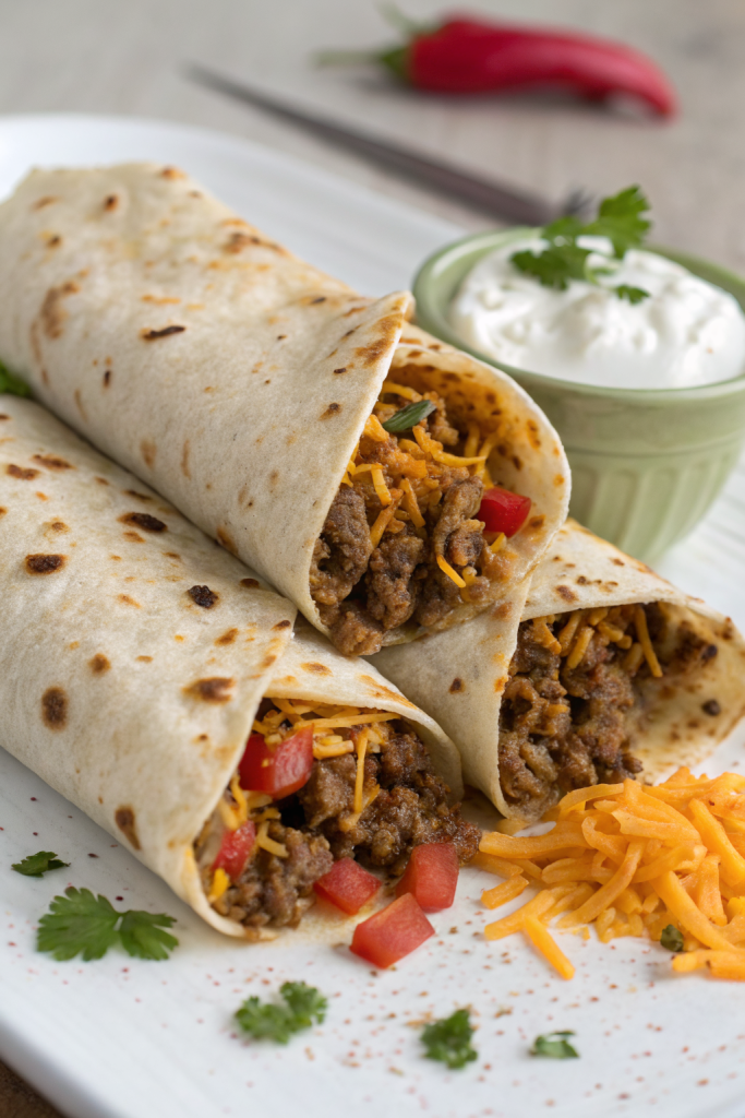 Cheesy Beef Burritos with Fries Recipe