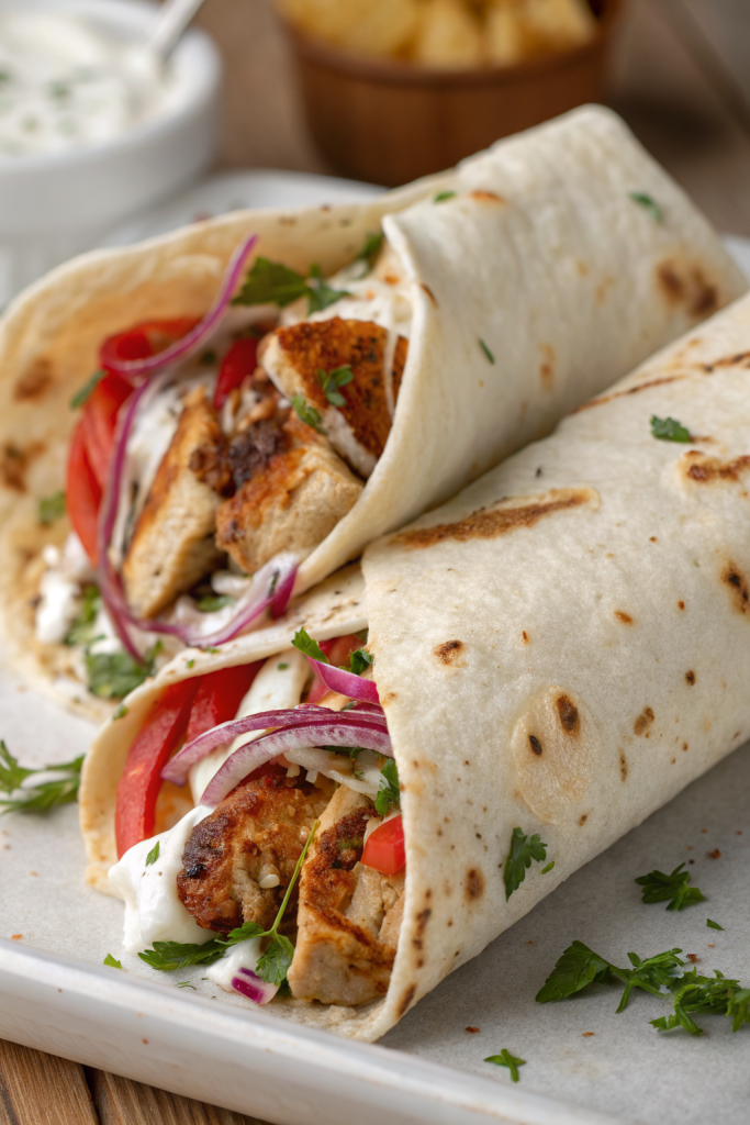Chicken Sharwama Wrap with garlic sauce