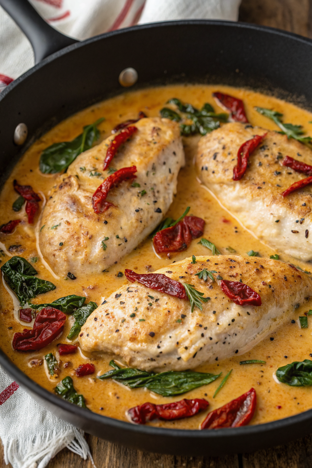 Creamy Chicken Breast in Spinach Parmesan Sauce Recipe