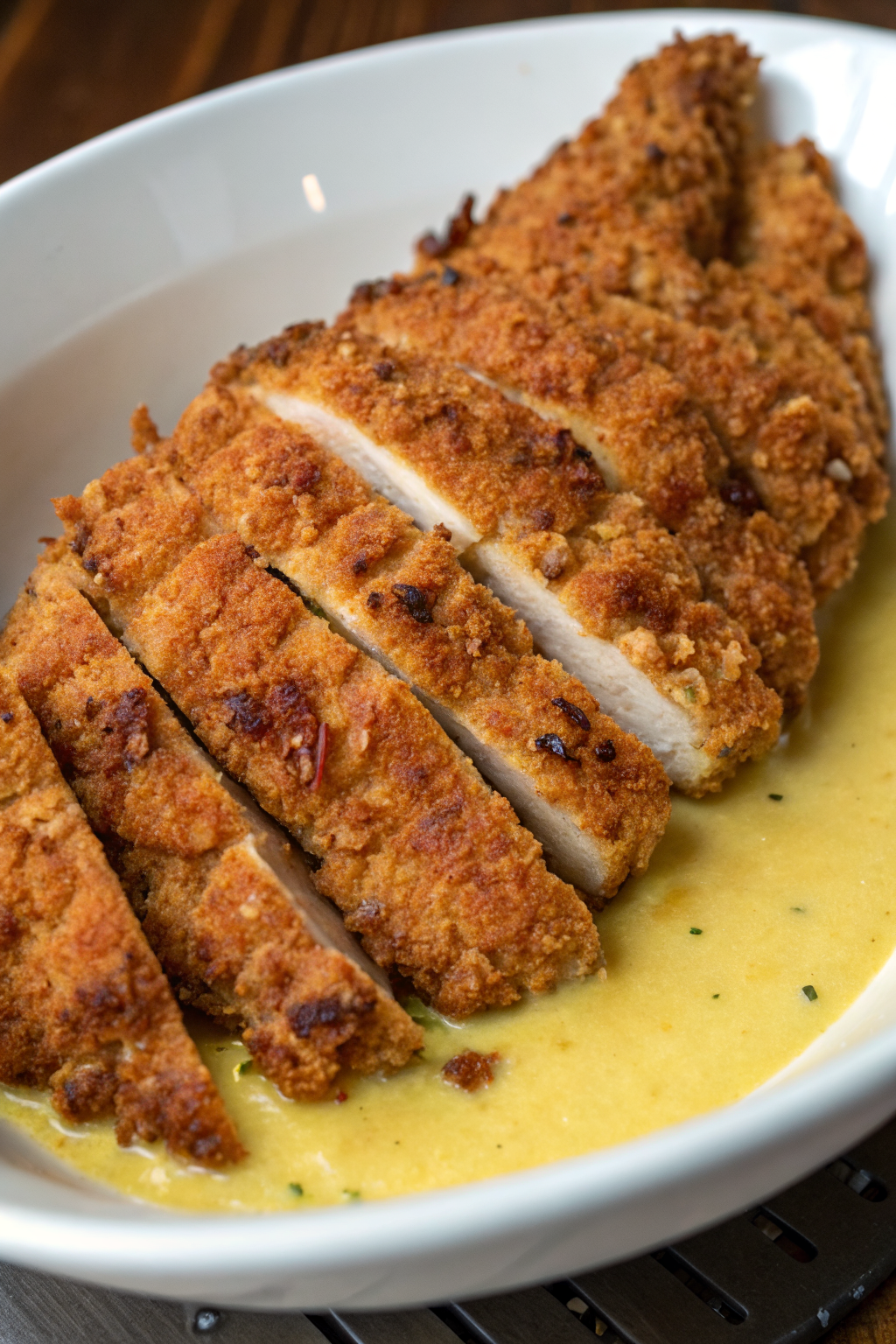 Crispy Parmesan Chicken with a Rich Garlic Sauce