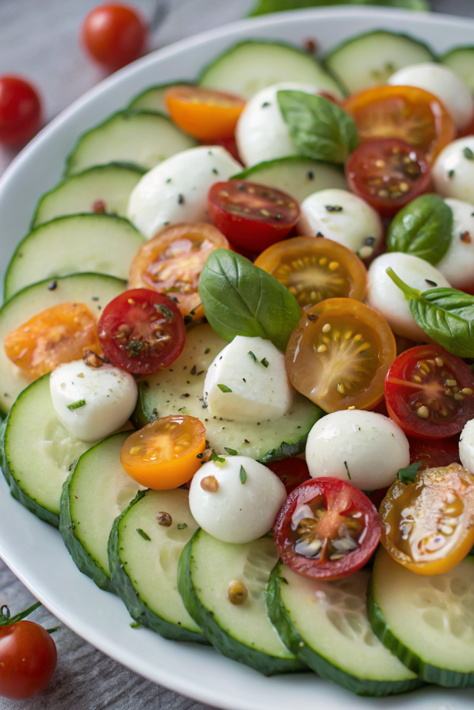 Easy Cucumber Caprese Salad Recipe