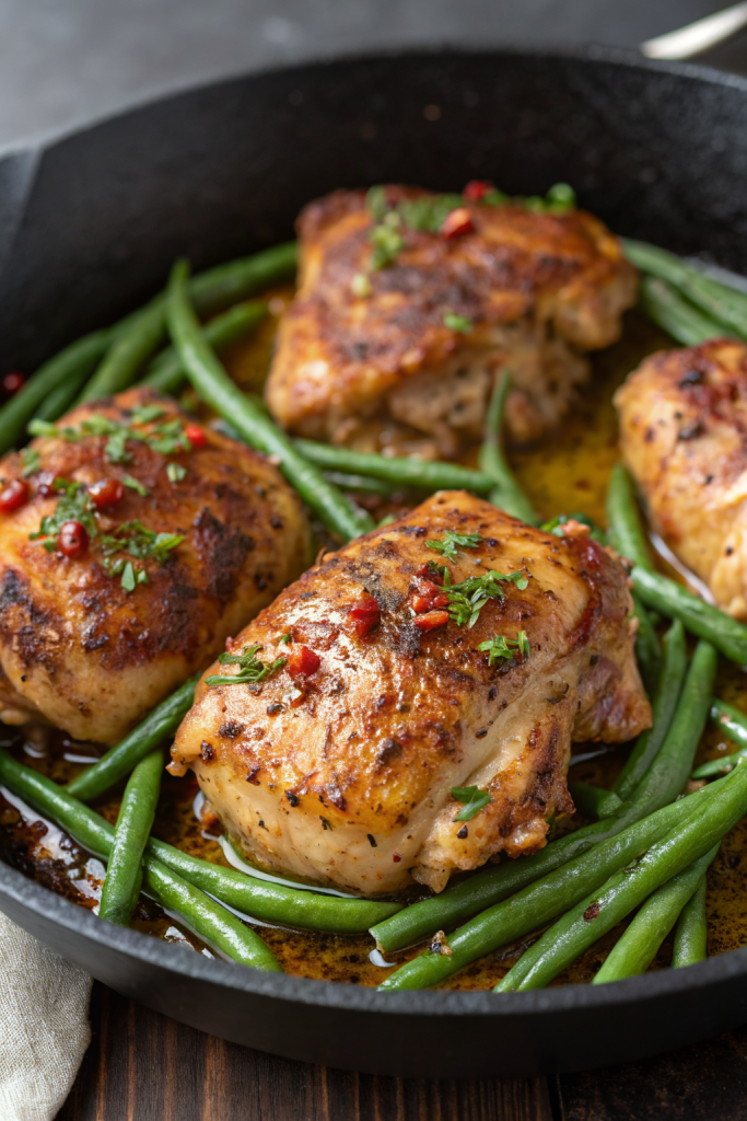Lemon Garlic Butter Chicken Thighs with Green Beans