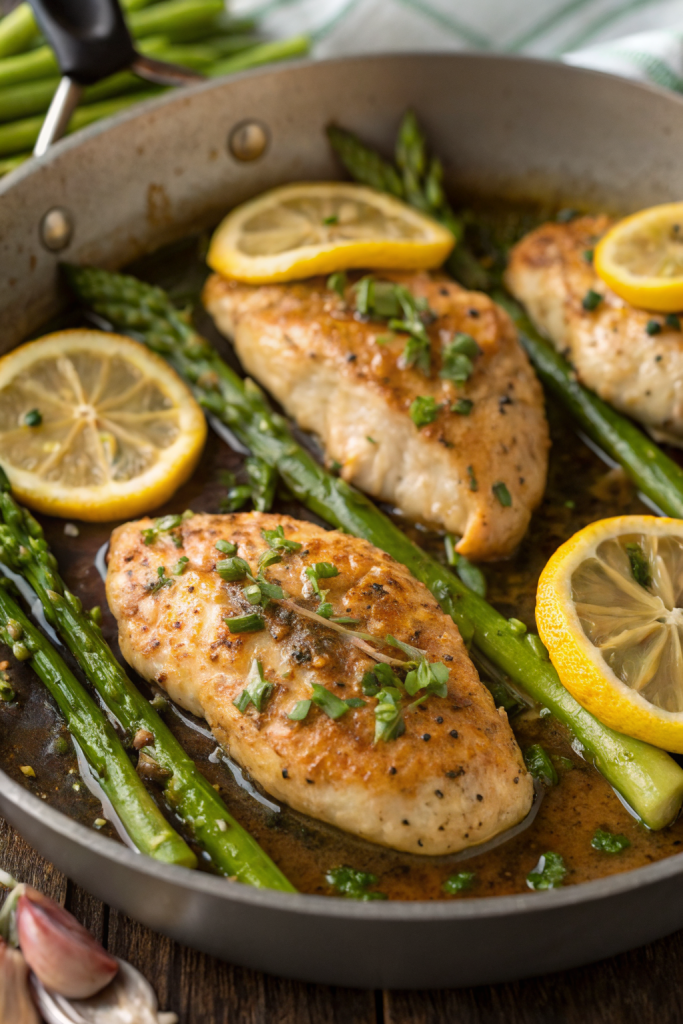 Lemon and Dill Butter Garlic Chicken and Asparagus