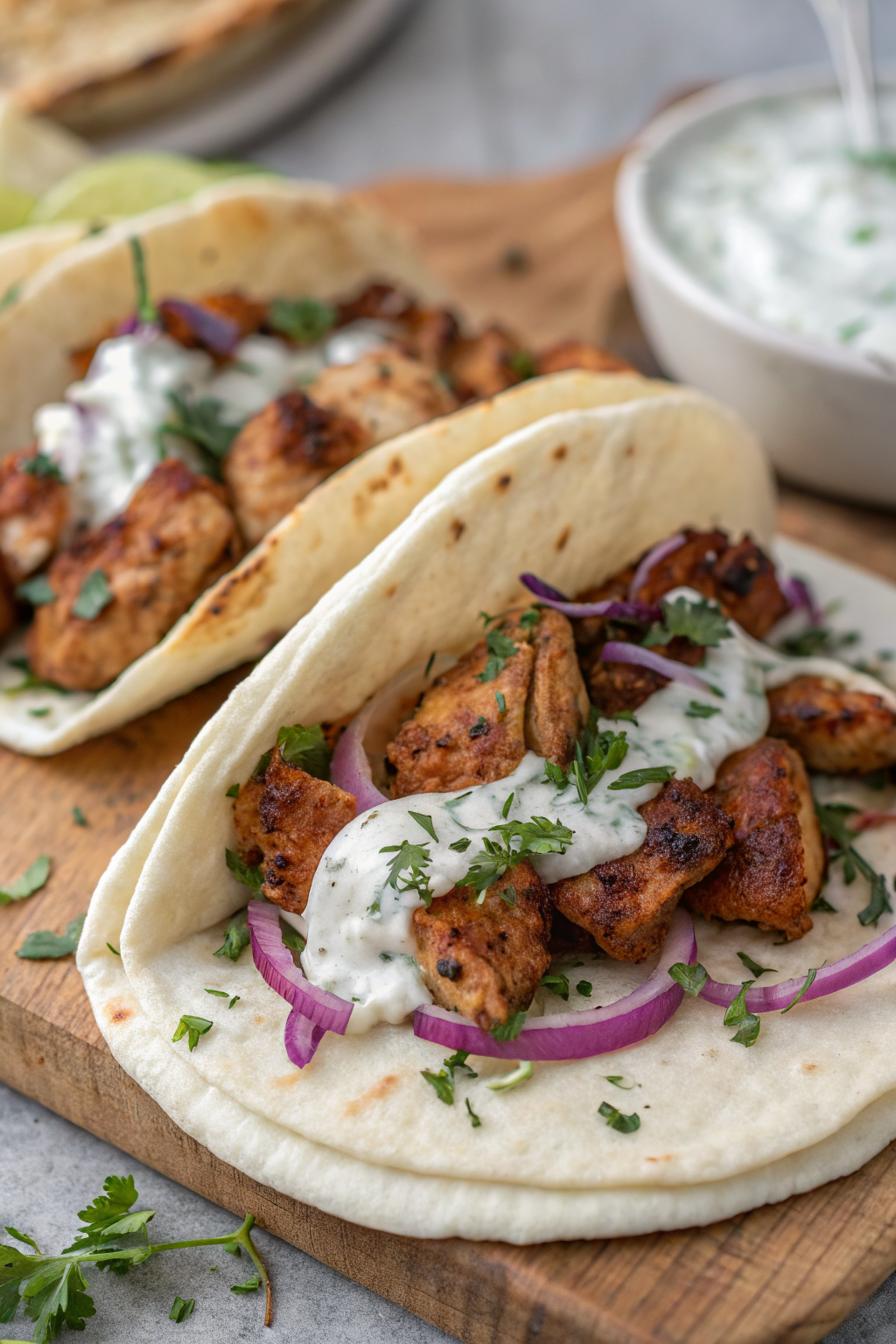Mediterranean Chicken Gyros with Creamy Feta Tzatziki