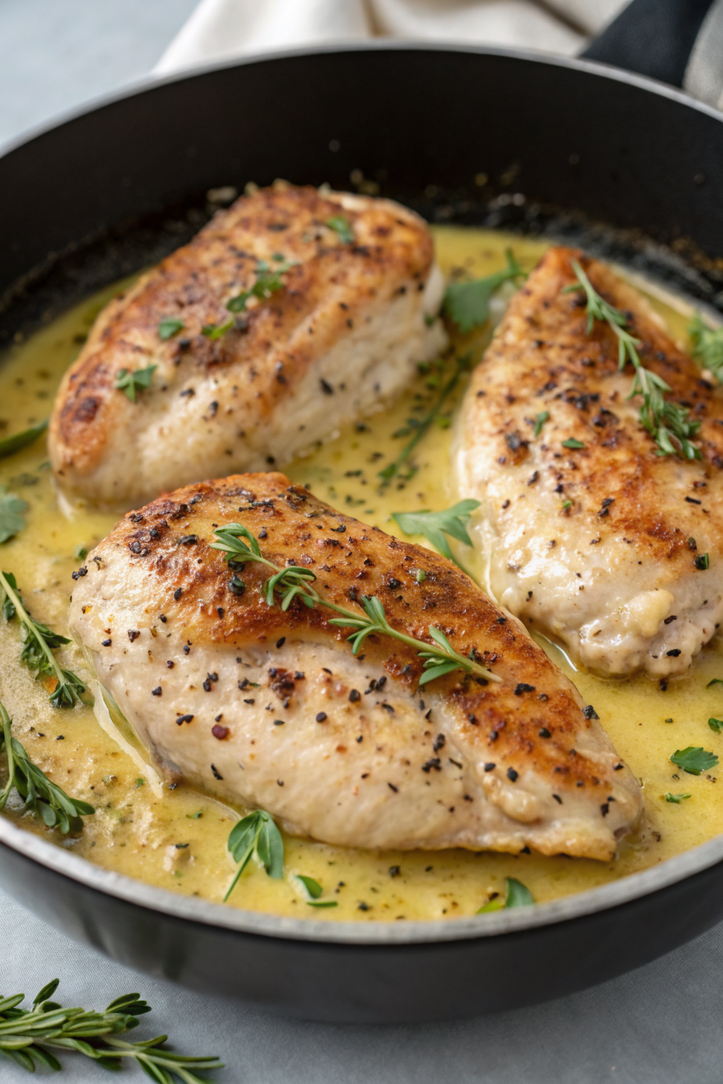 Pan Seared Chicken with Lemon Mustard Sauce Recipe