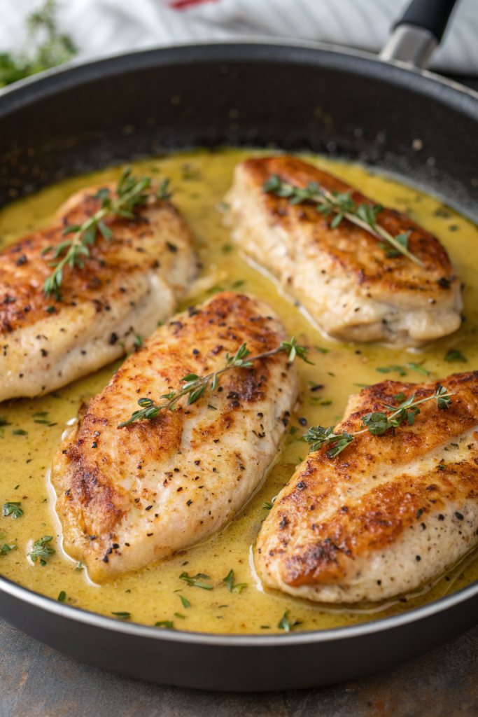Pan Seared Chicken with zesty Lemon Mustard Sauce