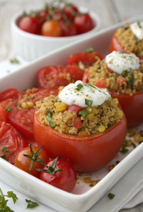 Quinoa Stuffed Tomatoes with Basil and Pine Nuts Recipe