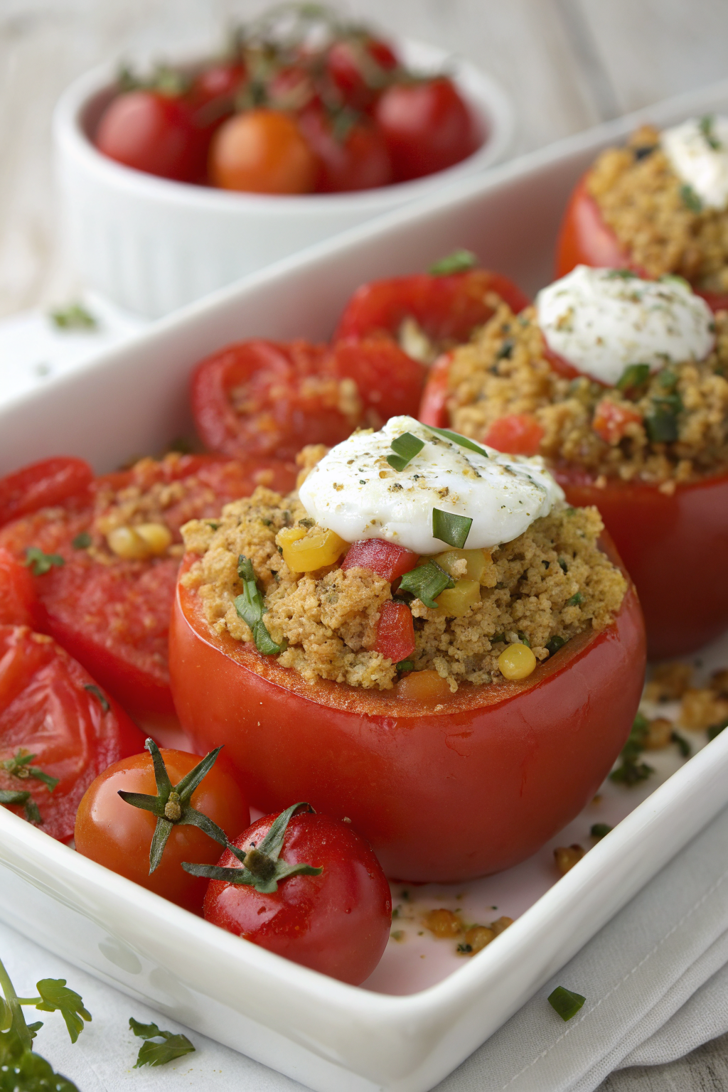Quinoa Stuffed Tomatoes with Basil and Pine Nuts Recipe