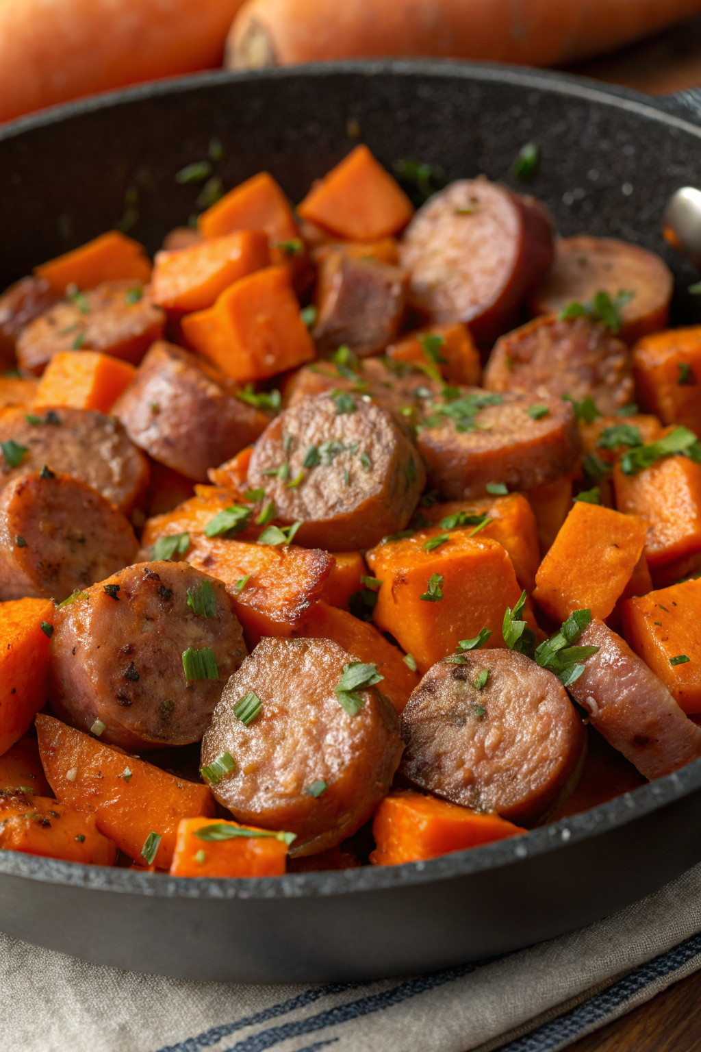 Sausage and Sweet Potatoes with Honey Garlic Sauce Recipe