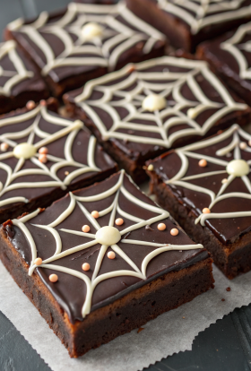 White Chocolate Spiderweb Brownies Recipe