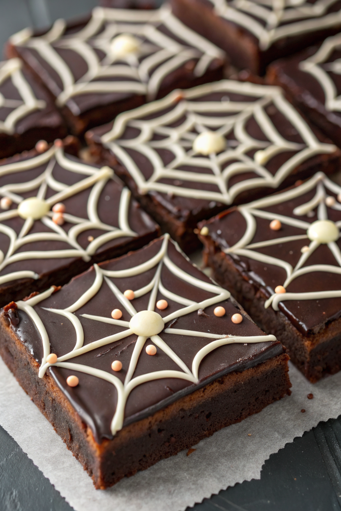 White Chocolate Spiderweb Brownies Recipe